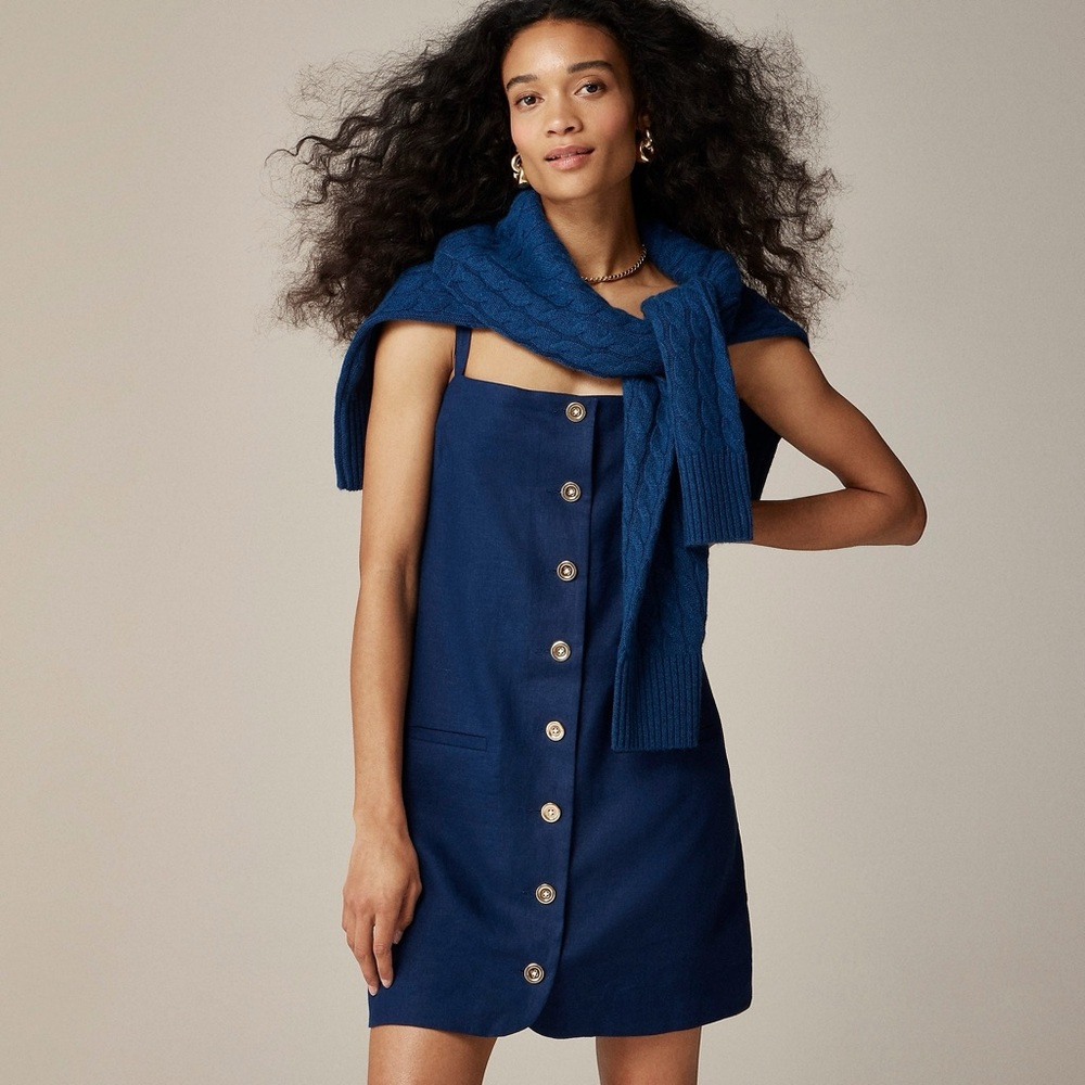 NWT J. Crew Navy Linen Claudia Dress